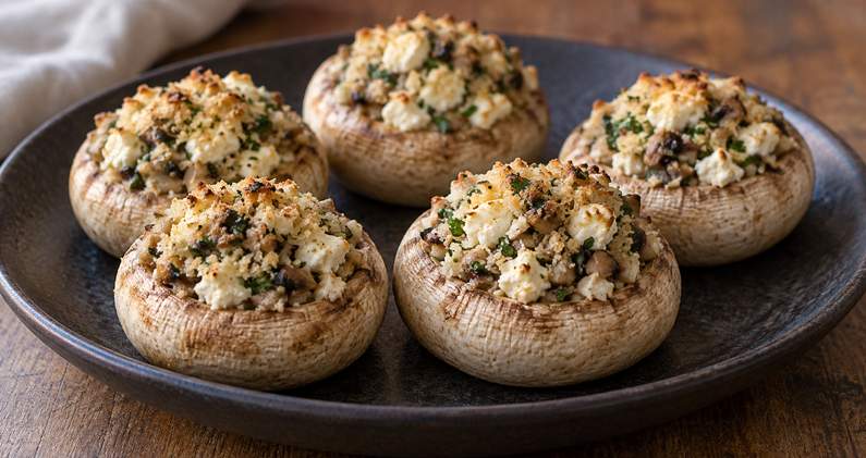 Champignons farcis à la feta à l’airfryer