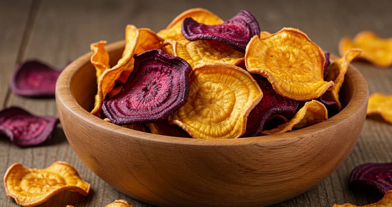 Chips de légumes multicolores