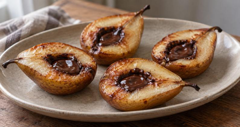 Air fryer roasted chocolate pears